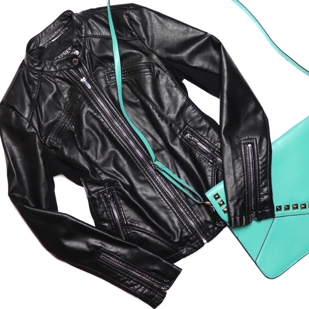 EXPRESS Minus The Leather Moto Jacket Black Sz S